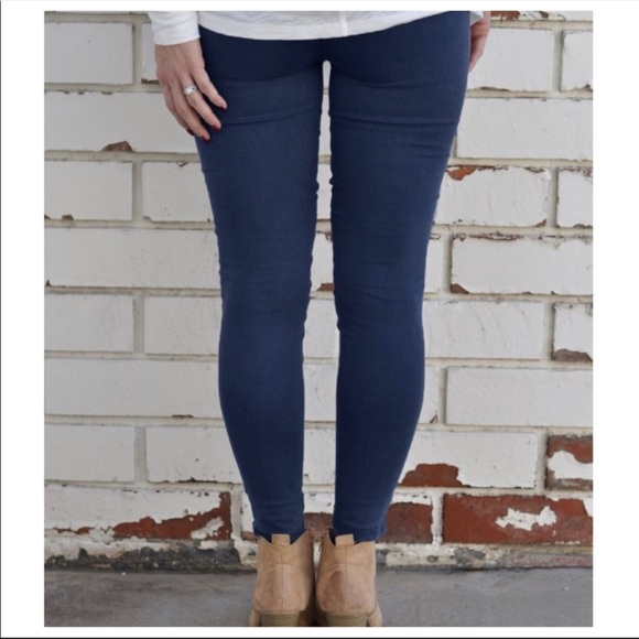 Navy stretch Motto jeggings with zipper trim - Picture 3 of 6